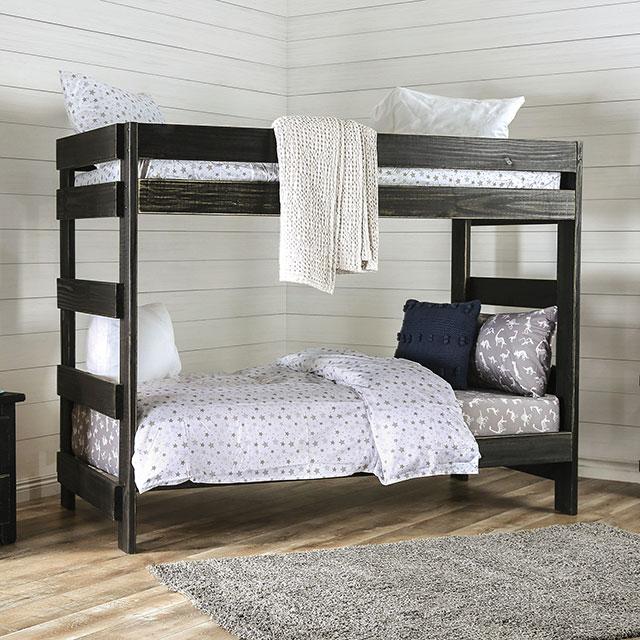 Arlette Twin/Twin Bunk Bed Brown, Black, Gray, & White - My Sweet Home Furniture (Queens, NY)