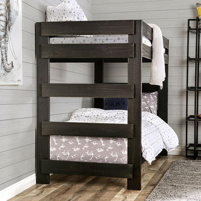 Arlette Twin/Twin Bunk Bed Brown, Black, Gray, & White - My Sweet Home Furniture (Queens, NY)
