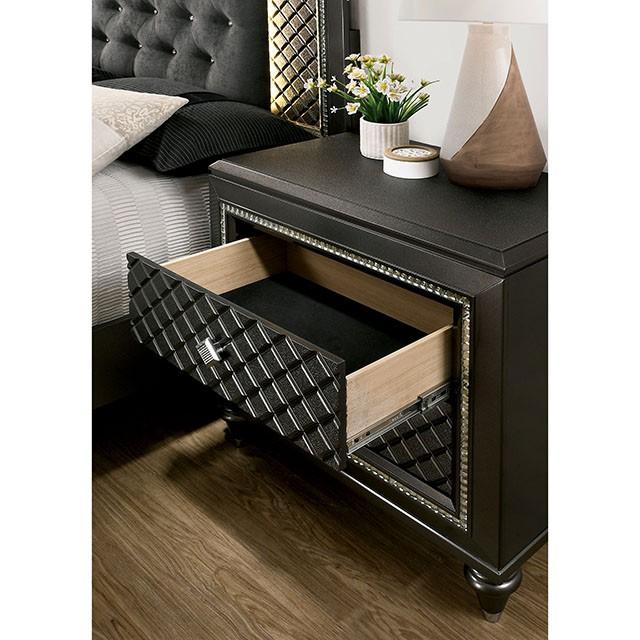 Demetria Metallic Gray Night Stand - My Sweet Home Furniture (Queens, NY)
