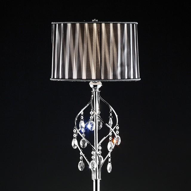 Arya Black/Chrome Floor Lamp, Hanging Crystal - My Sweet Home Furniture (Queens, NY)