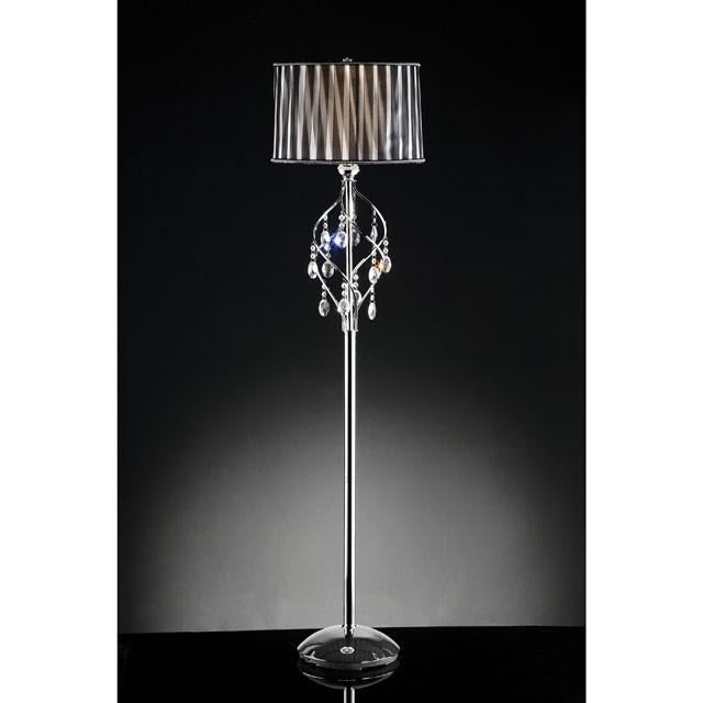 Arya Black/Chrome Floor Lamp, Hanging Crystal - My Sweet Home Furniture (Queens, NY)