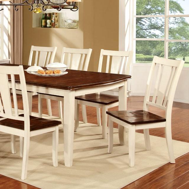 DOVER Vintage White/Cherry Dining Table w/ 18" Leaf - My Sweet Home Furniture (Queens, NY)