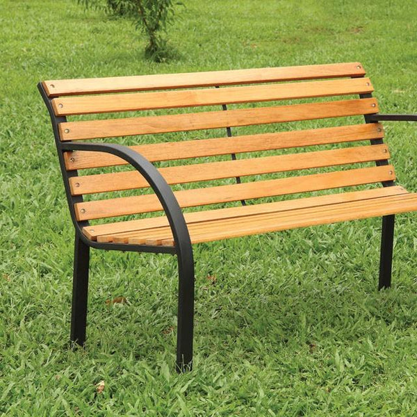 DUMAS Oak/Black Patio Wooden Bench - My Sweet Home Furniture (Queens, NY)