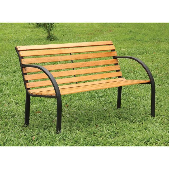 DUMAS Oak/Black Patio Wooden Bench - My Sweet Home Furniture (Queens, NY)