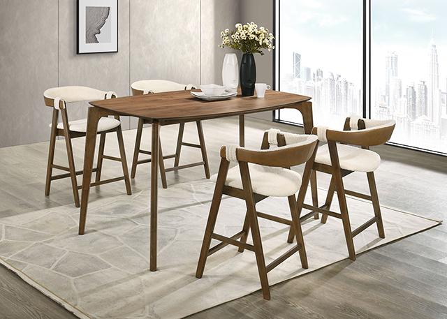 Ebikon 5 Pc Counter Ht Table Set Walnut - My Sweet Home Furniture (Queens, NY)