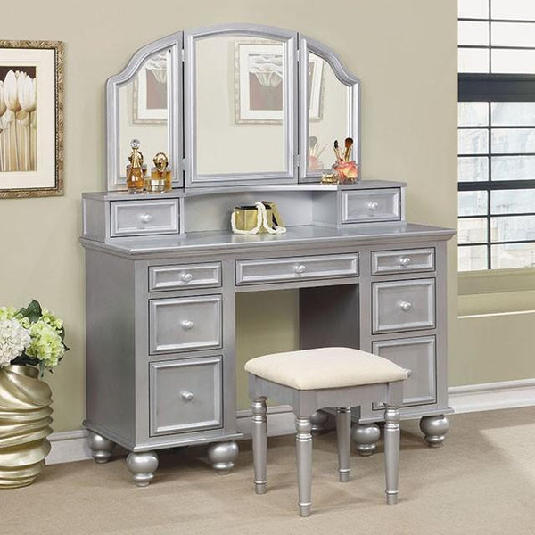 ATHY Silver Vanity w/ Stool - My Sweet Home Furniture (Queens, NY)