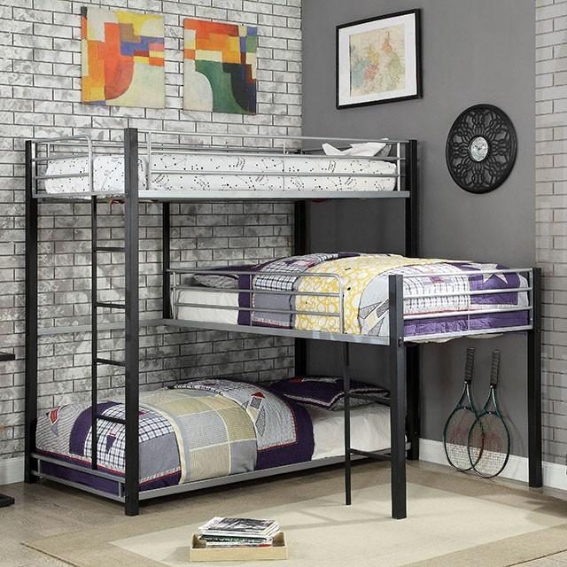 Aubrey Sand Black Twin Triple Decker Bed - My Sweet Home Furniture (Queens, NY)