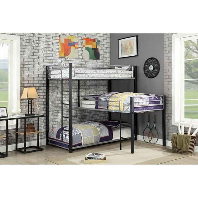 Aubrey Sand Black Twin Triple Decker Bed - My Sweet Home Furniture (Queens, NY)
