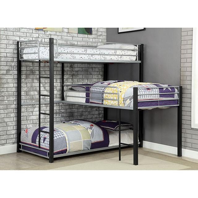 Aubrey Sand Black Twin Triple Decker Bed - My Sweet Home Furniture (Queens, NY)