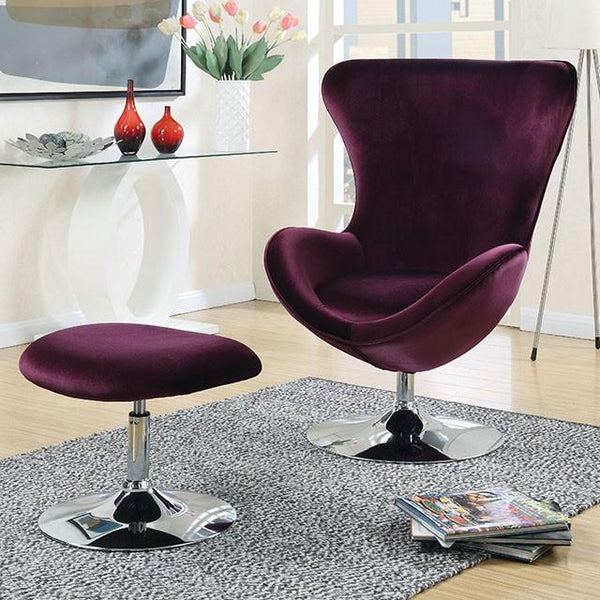 Eloise Purple Accent Chair w/ Ottoman - My Sweet Home Furniture (Queens, NY)
