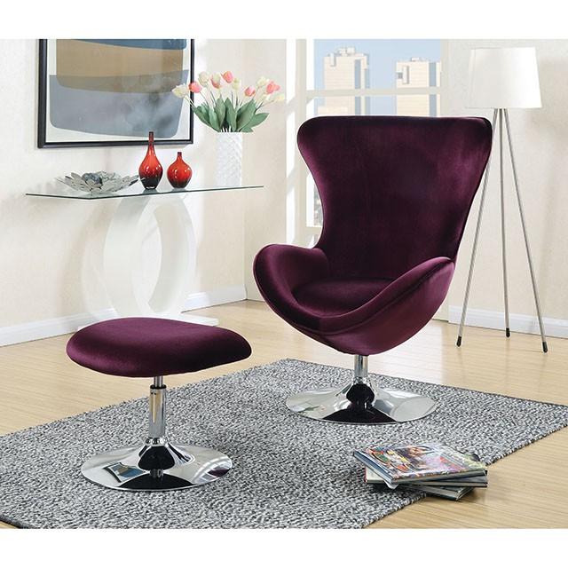 Eloise Purple Accent Chair w/ Ottoman - My Sweet Home Furniture (Queens, NY)
