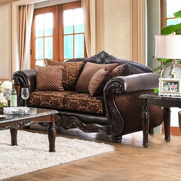 ELPIS Brown/Espresso Love Seat - My Sweet Home Furniture (Queens, NY)