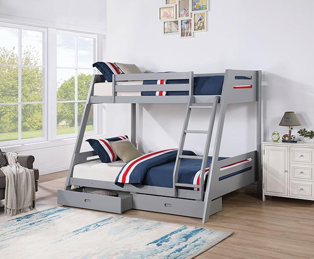 Emilee Twin/Full Bunk Bed White, Grey, Espresso, & Black - My Sweet Home Furniture (Queens, NY)