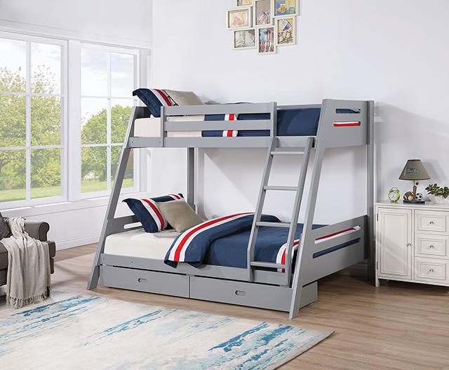 Emilee Twin/Full Bunk Bed White, Grey, Espresso, & Black - My Sweet Home Furniture (Queens, NY)