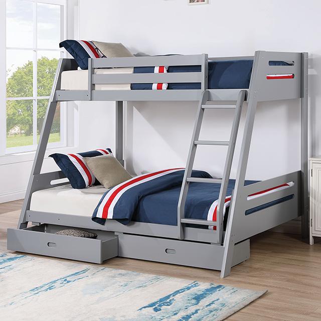 Emilee Twin/Full Bunk Bed White, Grey, Espresso, & Black - My Sweet Home Furniture (Queens, NY)