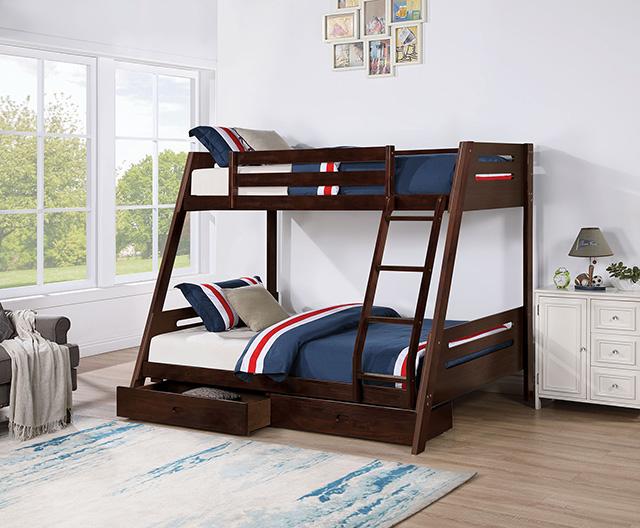 Emilee Twin/Full Bunk Bed White, Grey, Espresso, & Black - My Sweet Home Furniture (Queens, NY)