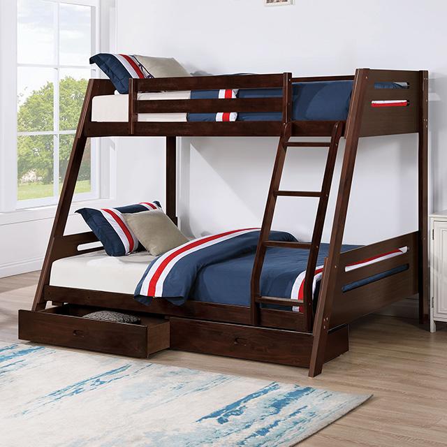 Emilee Twin/Full Bunk Bed White, Grey, Espresso, & Black - My Sweet Home Furniture (Queens, NY)