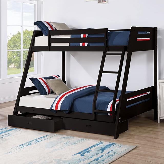 Emilee Twin/Full Bunk Bed White, Grey, Espresso, & Black - My Sweet Home Furniture (Queens, NY)