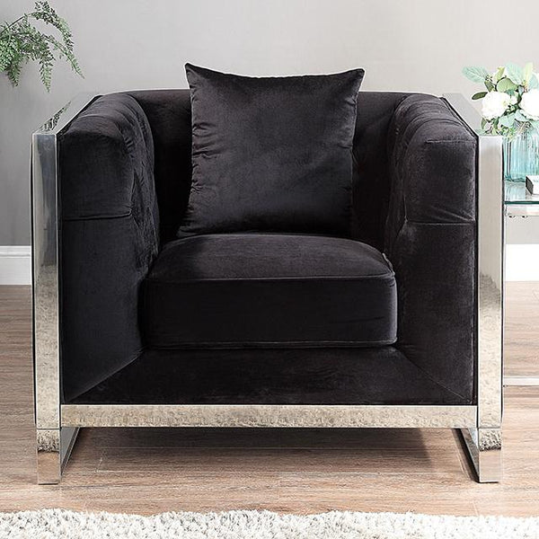 EVADNE Chair w/ Pillow, Black - My Sweet Home Furniture (Queens, NY)