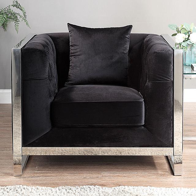 EVADNE Chair w/ Pillow, Black - My Sweet Home Furniture (Queens, NY)
