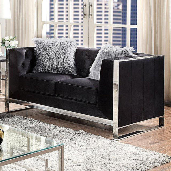 EVADNE Loveseat w/ Pillows, Black - My Sweet Home Furniture (Queens, NY)