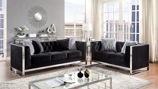 EVADNE Loveseat w/ Pillows, Black - My Sweet Home Furniture (Queens, NY)