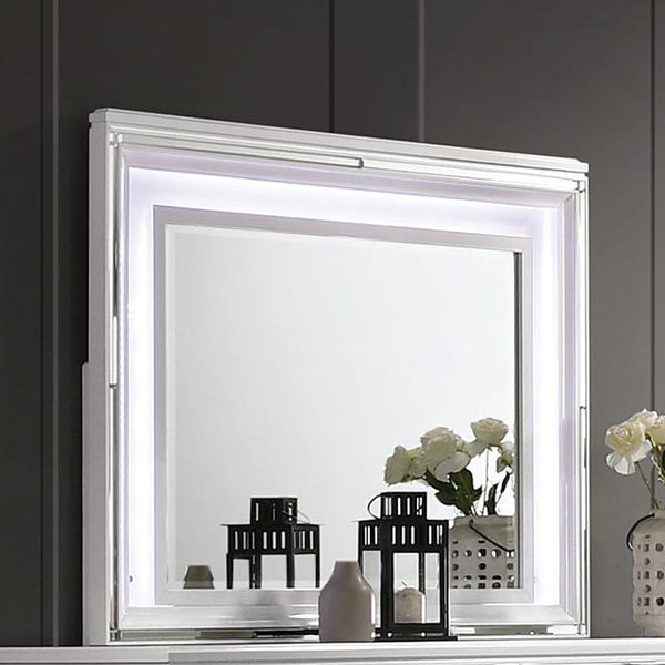 EMMELINE Mirror w/ LED Lights, White - My Sweet Home Furniture (Queens, NY)