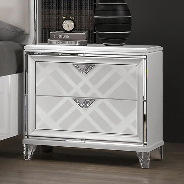 EMMELINE Night Stand w/ USB, White - My Sweet Home Furniture (Queens, NY)