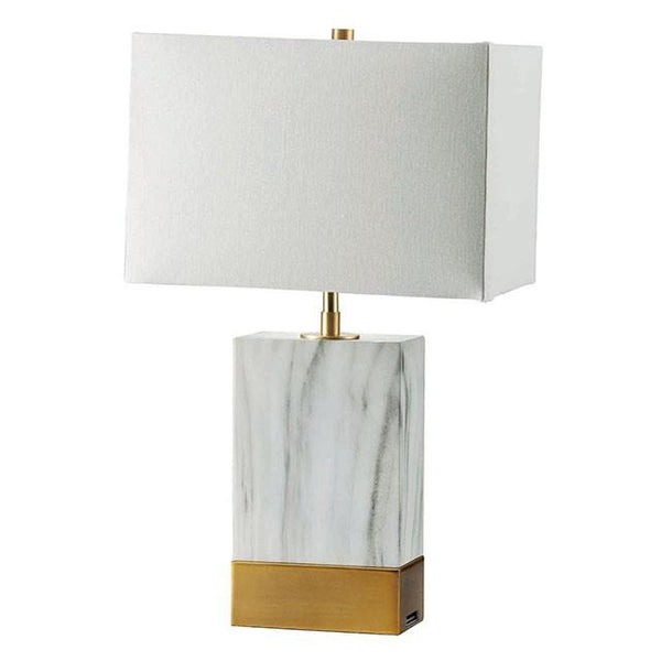 Faith White Marble/Gold 20"H White Marble Gold Table Lamp - My Sweet Home Furniture (Queens, NY)