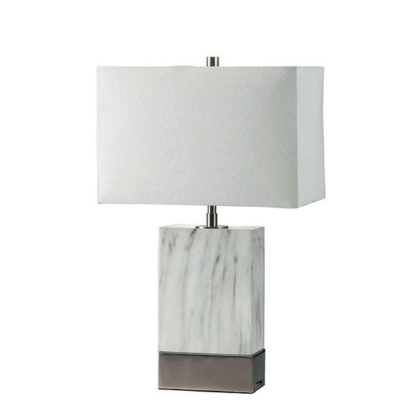 Faith White Marble/Silver 20"H White Marble Steel Table Lamp - My Sweet Home Furniture (Queens, NY)