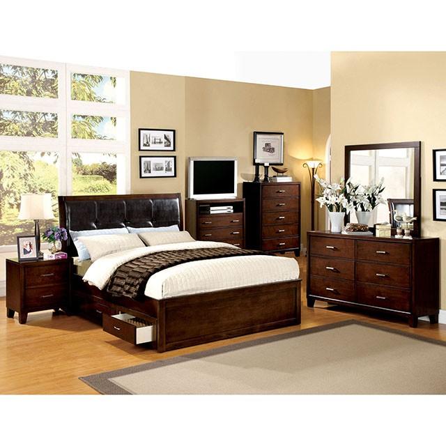 Enrico Full Queen Bed Brown, Black, & Cherry - My Sweet Home Furniture (Queens, NY)