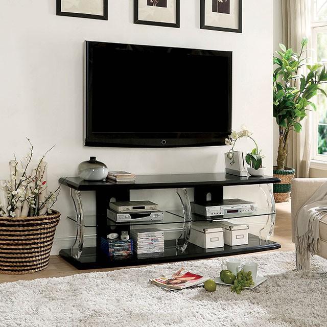 Ernst Black/Clear 60" TV Stand - My Sweet Home Furniture (Queens, NY)