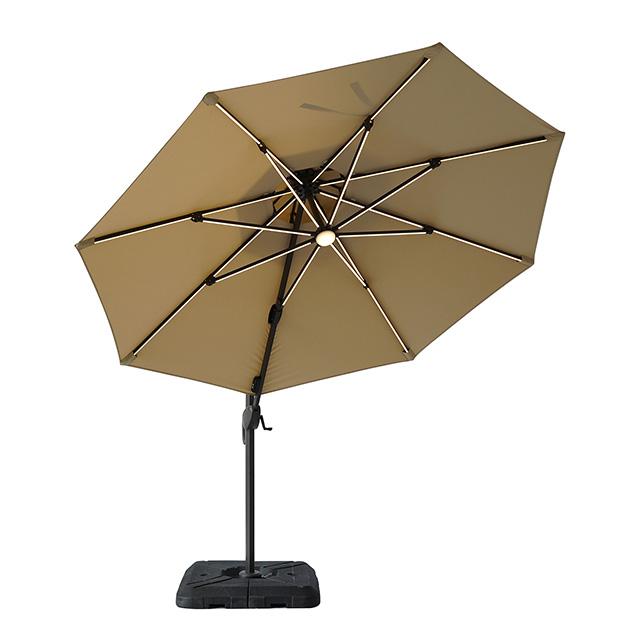 Fera 10 Ft Round Umbrella w/ LED Bulb + 37" Large Base - My Sweet Home Furniture (Queens, NY)
