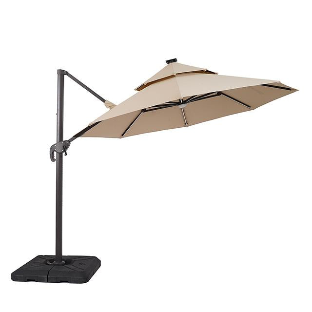 Fera 10 Ft Round Umbrella w/ LED Bulb + 37" Large Base - My Sweet Home Furniture (Queens, NY)