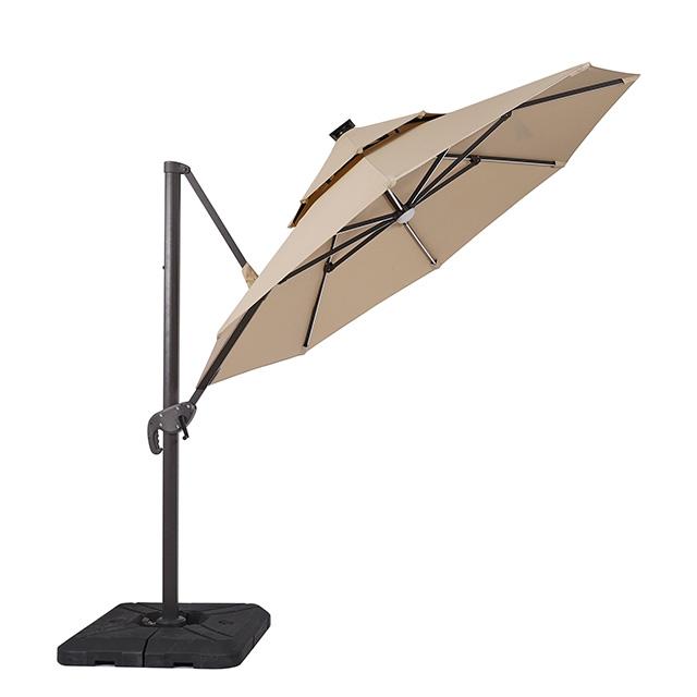Fera 10 Ft Round Umbrella w/ LED Bulb + 37" Large Base - My Sweet Home Furniture (Queens, NY)
