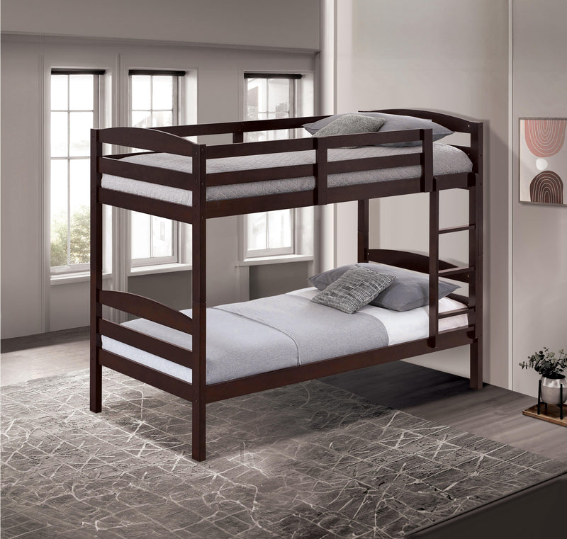 Finsbury Twin Twin Bunk Bed Espresso, Grey & White - My Sweet Home Furniture (Queens, NY)