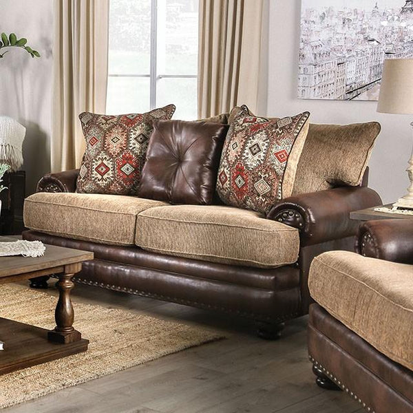 Fletcher Brown/Tan Love Seat - My Sweet Home Furniture (Queens, NY)