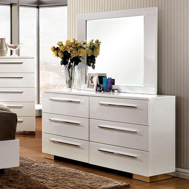 CLEMENTINE Glossy White Mirror - My Sweet Home Furniture (Queens, NY)