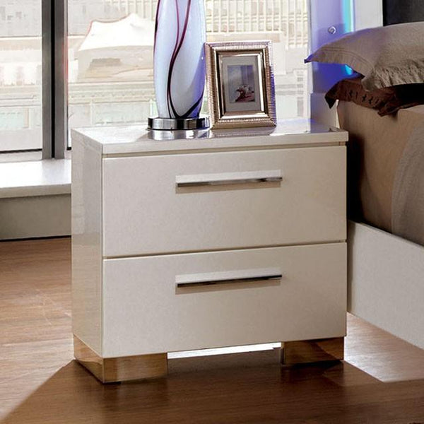 CLEMENTINE Glossy White Night Stand - My Sweet Home Furniture (Queens, NY)