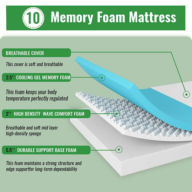 Coreopsis 10" Queen Memory Foam Wave Comfort - My Sweet Home Furniture (Queens, NY)