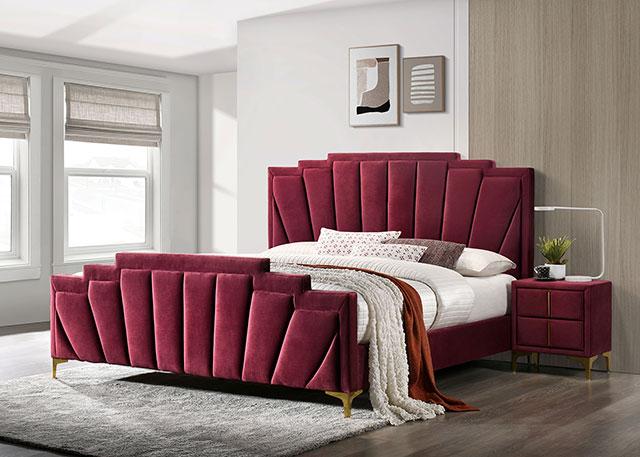 FLORIZEL Night Stand, Red - My Sweet Home Furniture (Queens, NY)