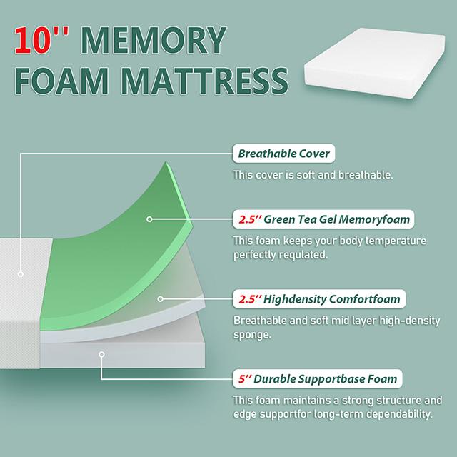 Forsythia 10" Full Green Tea Gel Memory Foam - My Sweet Home Furniture (Queens, NY)