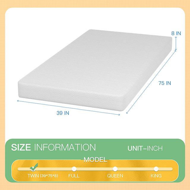 Forsythia 8" Twin Green Tea Gel Memory Foam - My Sweet Home Furniture (Queens, NY)