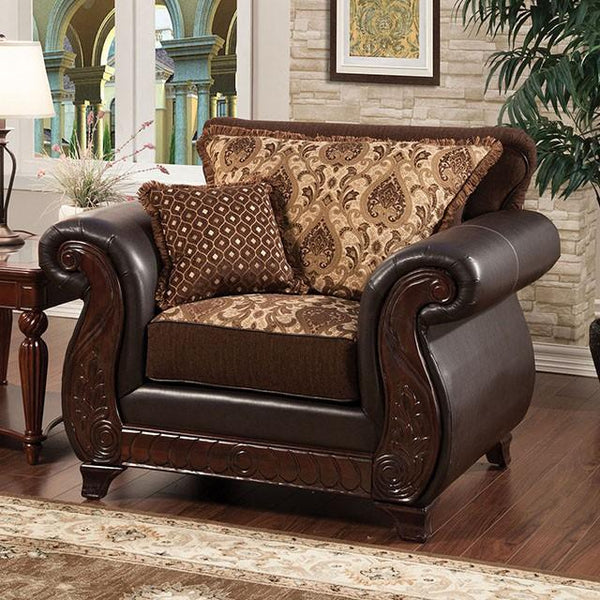 Franklin Dark Brown/Tan Chair With Pu In Brown - My Sweet Home Furniture (Queens, NY)