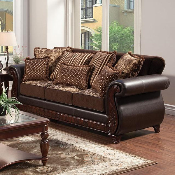 Franklin Dark Brown/Tan Sofa, Dark Brown - My Sweet Home Furniture (Queens, NY)