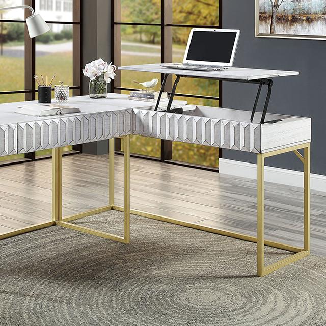 FREIBURG Corner Desk, Antique White - My Sweet Home Furniture (Queens, NY)