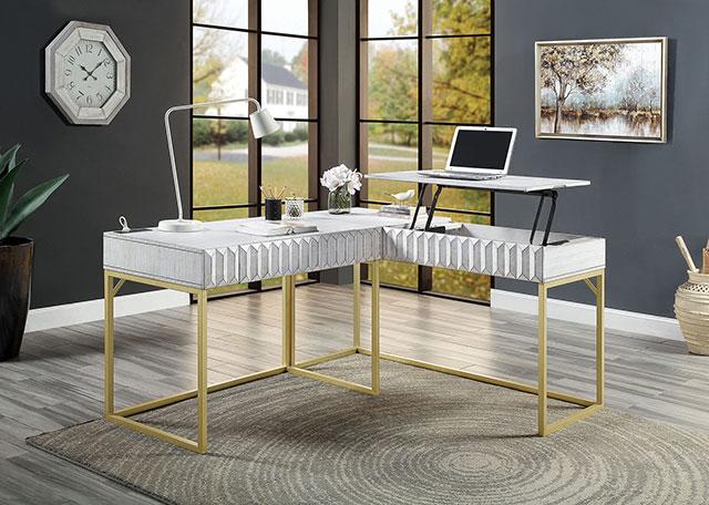 FREIBURG Corner Desk, Antique White - My Sweet Home Furniture (Queens, NY)