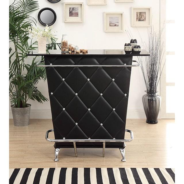 Fuero Black/Chrome Bar Table (K/D) - My Sweet Home Furniture (Queens, NY)