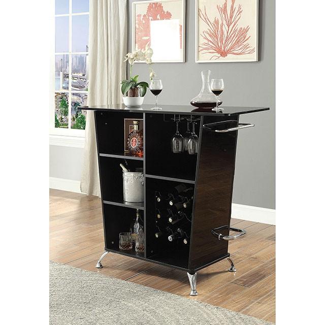 Fuero Black/Chrome Bar Table (K/D) - My Sweet Home Furniture (Queens, NY)