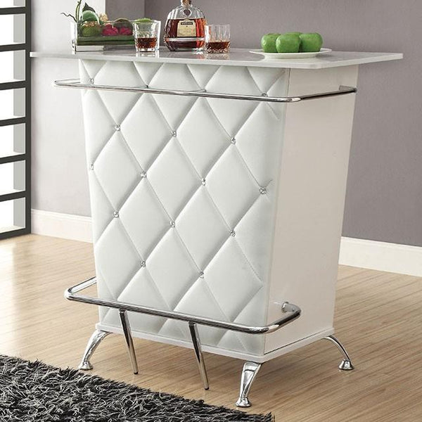 Fuero White/Chrome Bar Table (K/D) - My Sweet Home Furniture (Queens, NY)